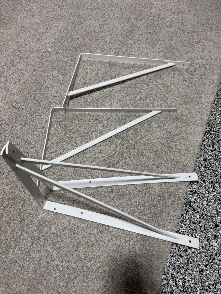 13” x 20” Heavy-Duty White Steel Shelf Brackets – Set of 4
