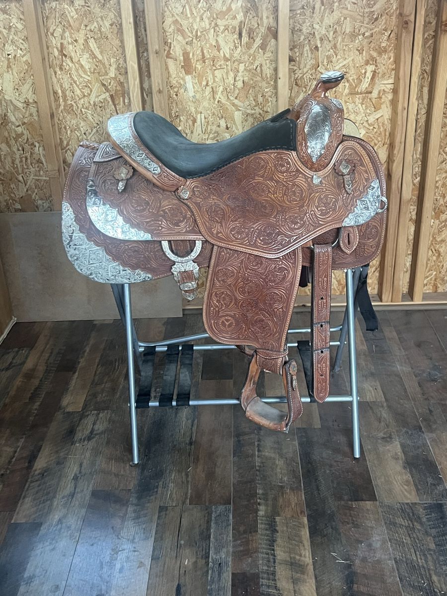 Circle Y Heritage Collection Equitation Show Saddle - 16" Seat, Floral Tooled, Silver Accents