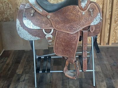 Circle Y Heritage Collection Equitation Show Saddle - 16" Seat, Floral Tooled, Silver Accents
