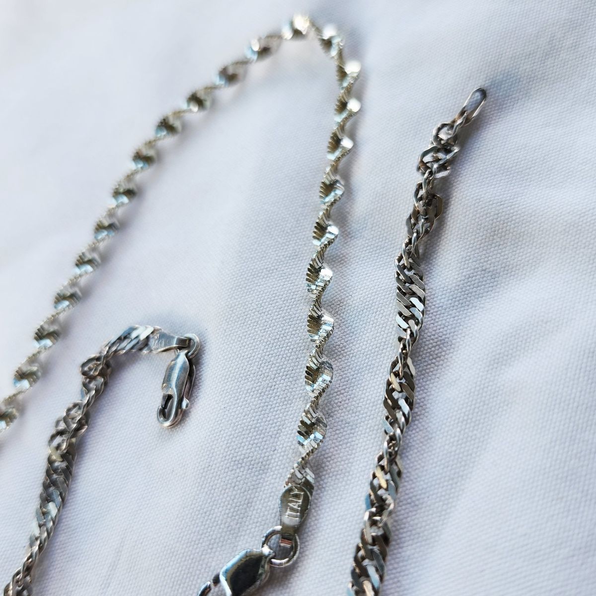 Two Vintage Sterling Chain Twist Link Bracelets