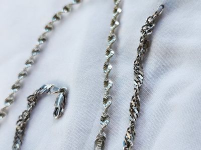 Two Vintage Sterling Chain Twist Link Bracelets