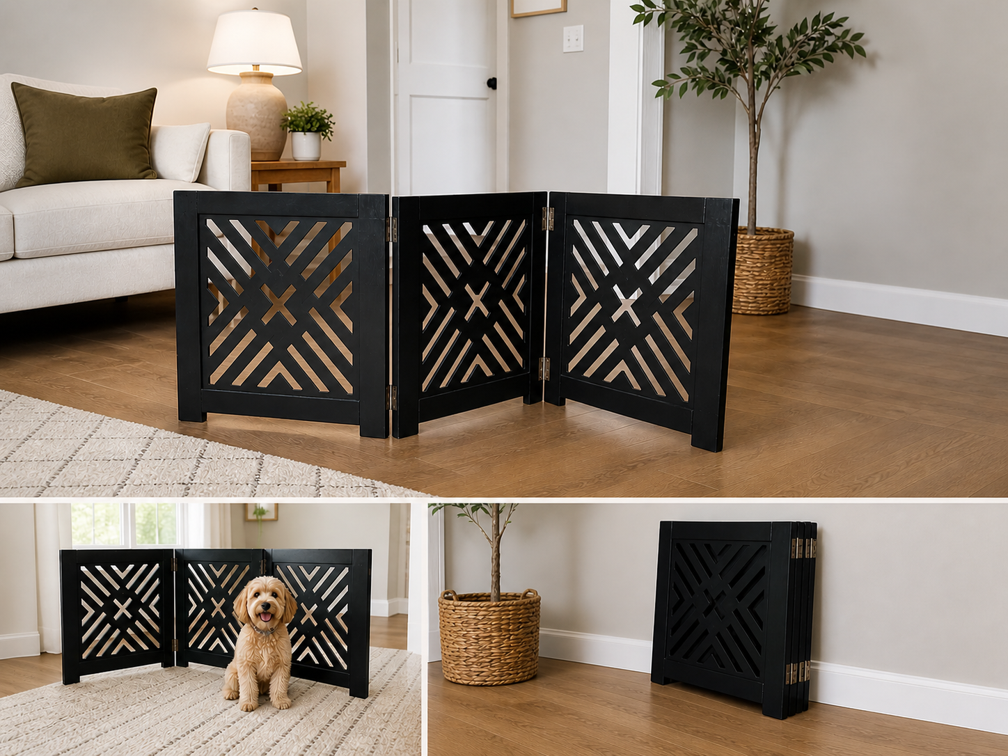 Decorative Foldable Dog Fence / Pet Gate Panels (Set of 2)