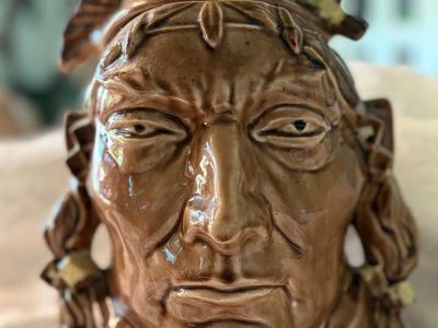 Vintage 1954 McCoy Pottery Chief Pontiac Indian Head Cookie Jar - USA