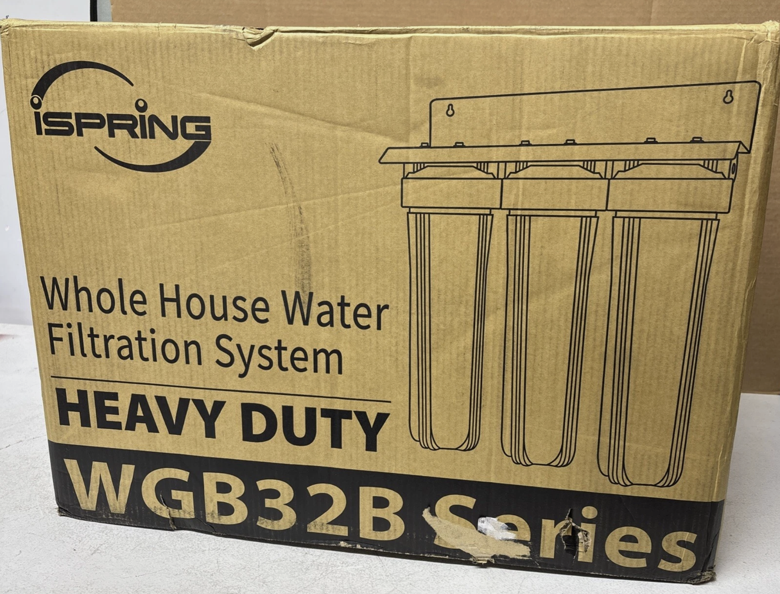 iSpring Whole House Water Filter System WGB32BM 3-Stage Reduces Iron, Manganese