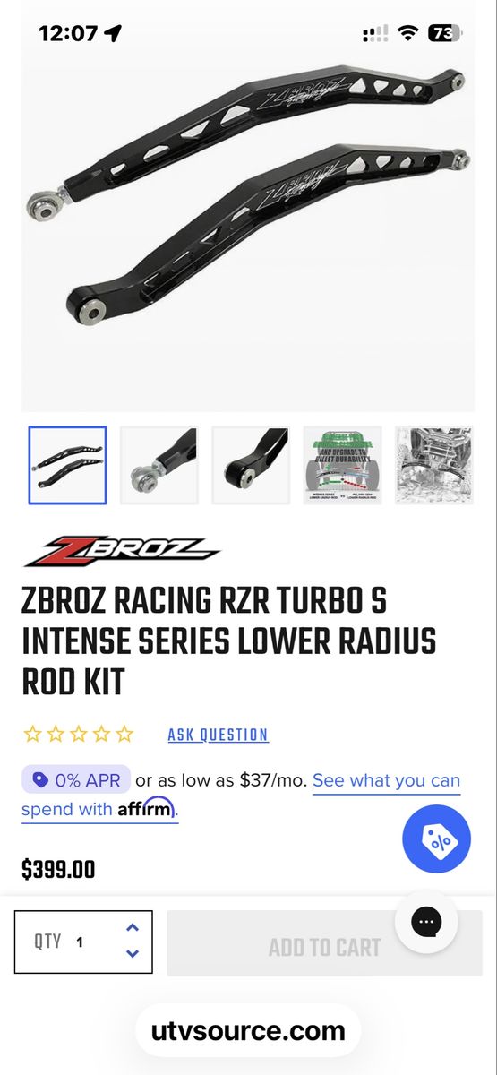 Z Bros Radius Rods For Polaris Turbo S