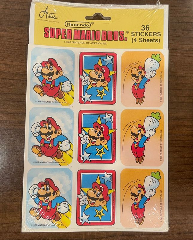 1989 Nintendo Super Mario Brothers 36 Stickers 4 Sheets