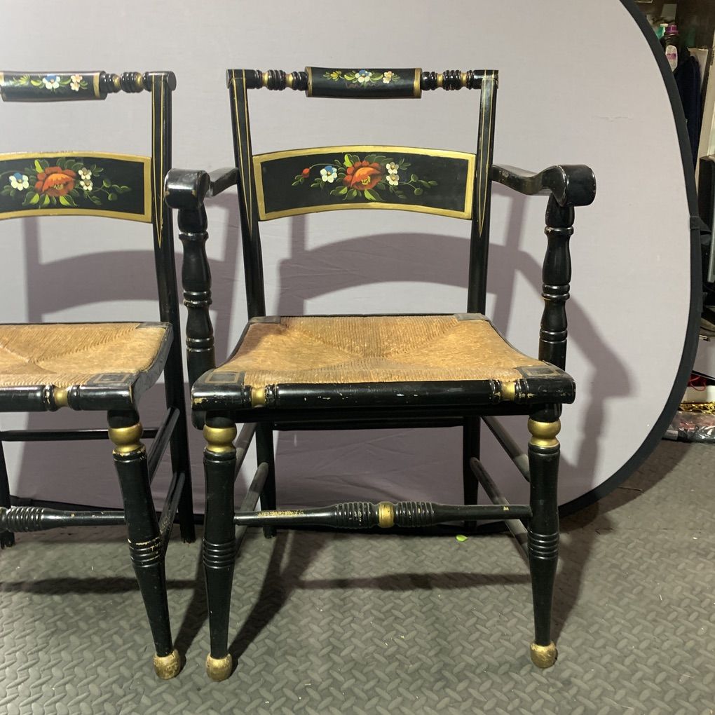 Antique Hand Painted his And Hers Chair ( German?)
