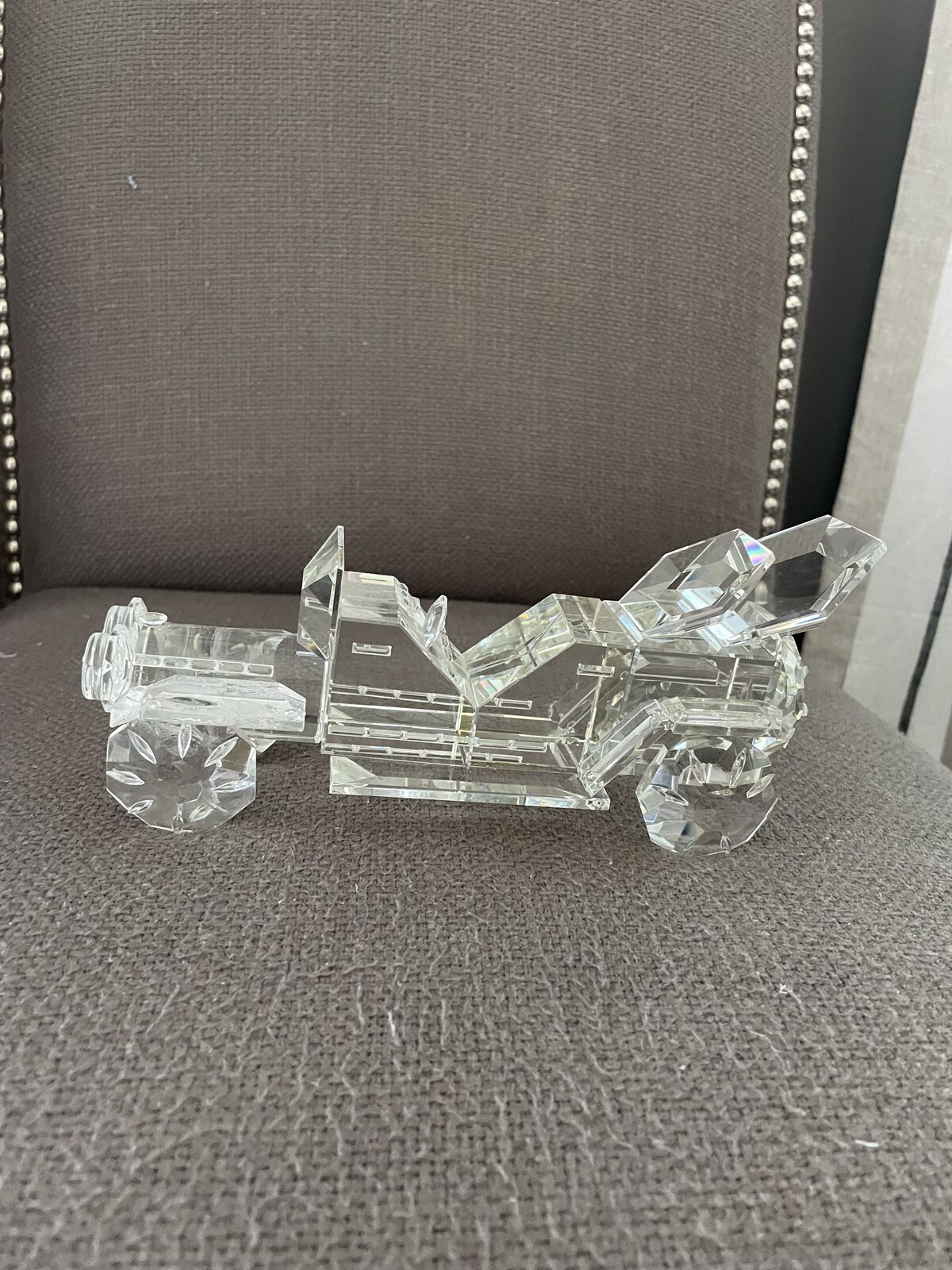 Vintage (Italy) crystal 1950s MG Roadster paperweight,