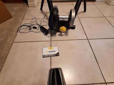 indoor gym- indoor bike trainer and stereo system