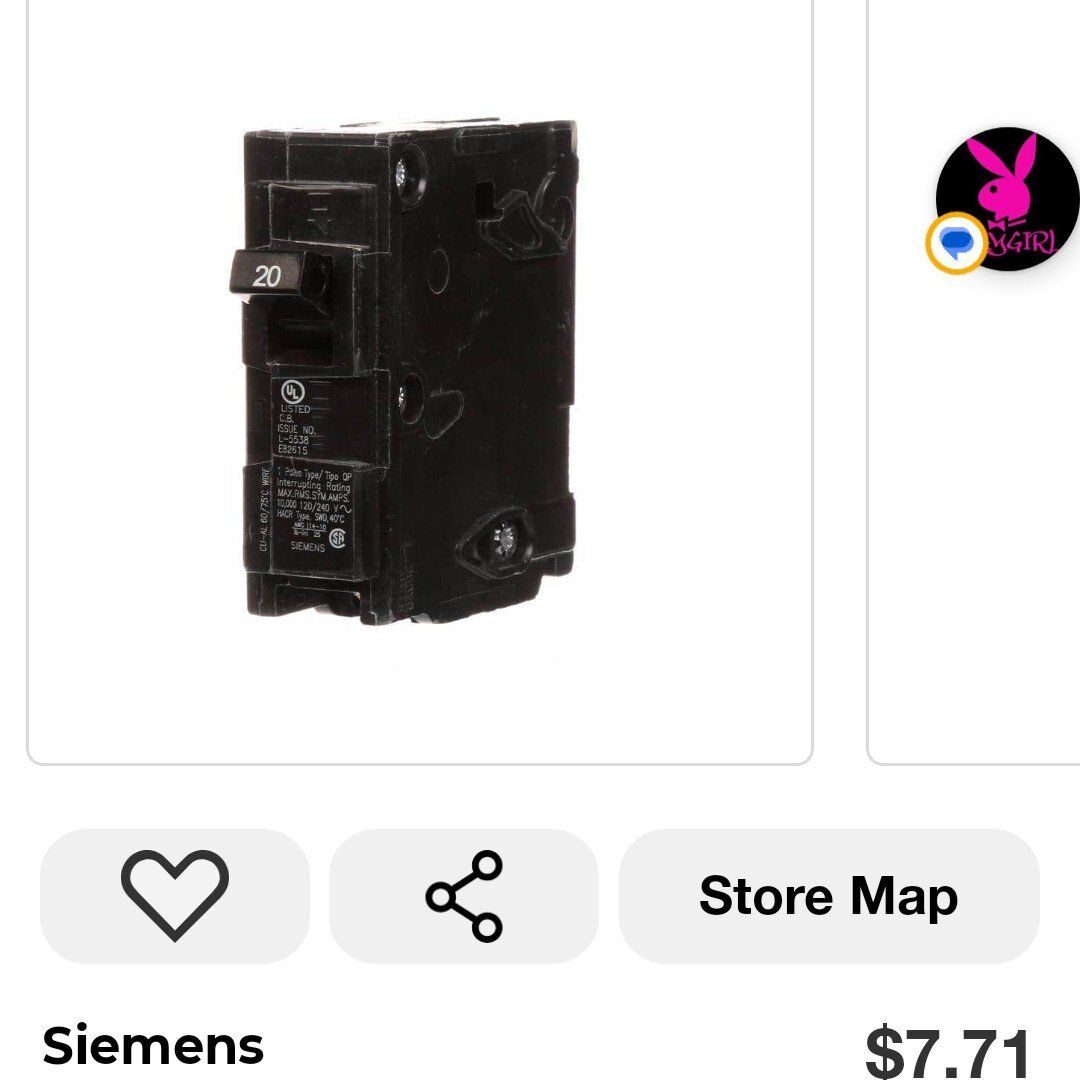 New Siemens 20 amp breaker