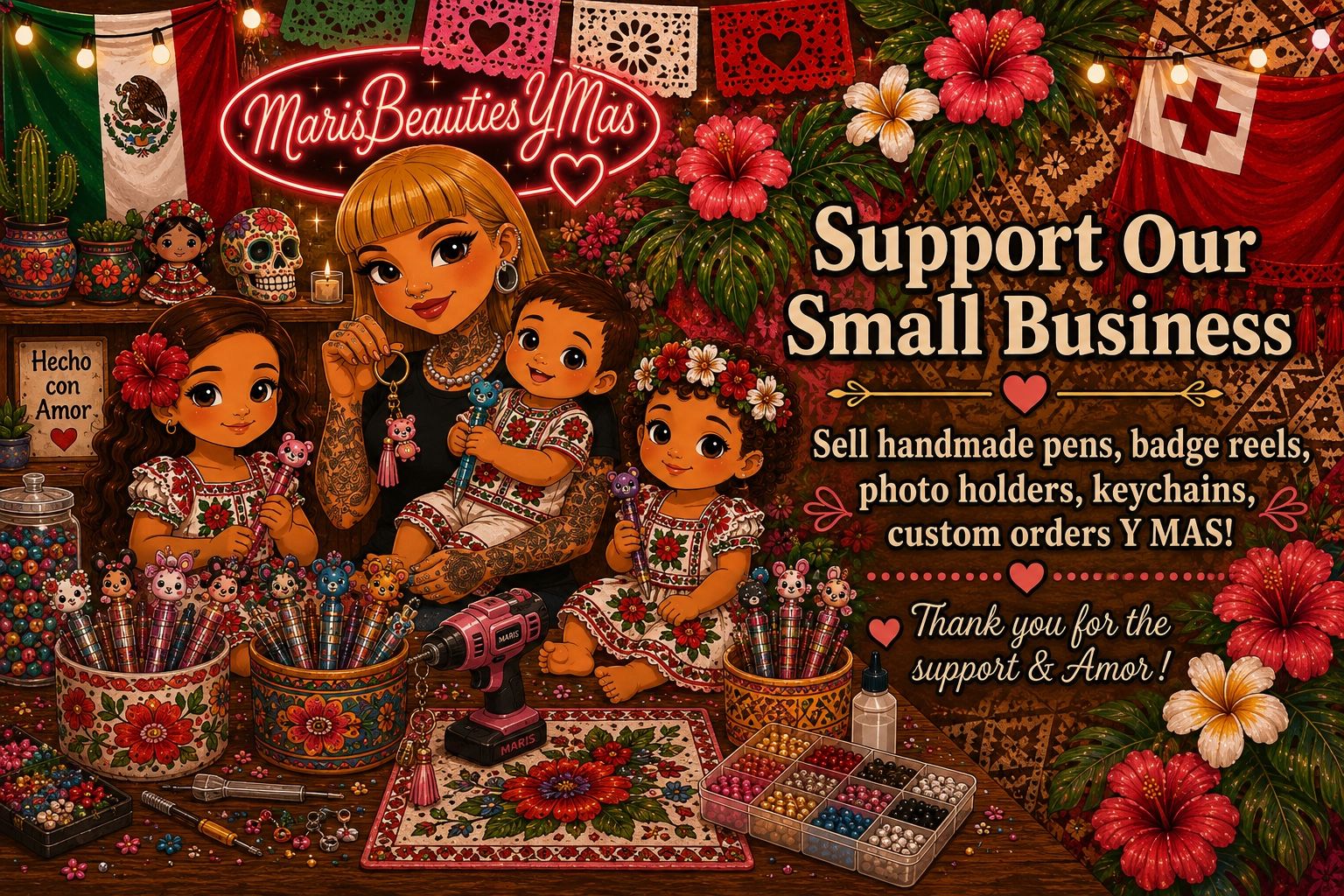 Handmade Beaded Keychains with Charms - Custom Designs