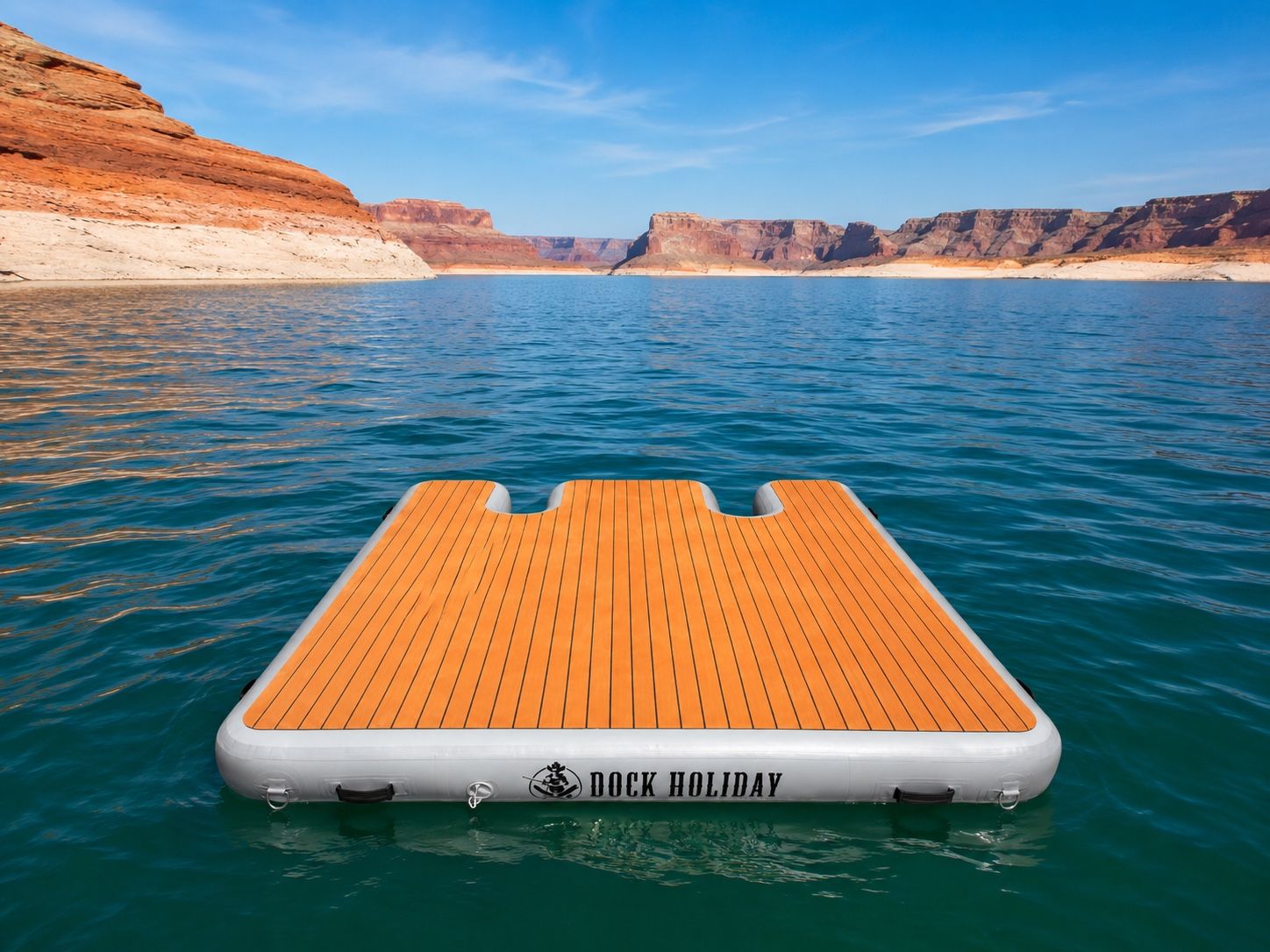 Dock Holiday Hydrofoil Inflatable Dock 2-Port, PVC/EVA Foam Decking for Hydrofoils, Sea-Doos, PWC