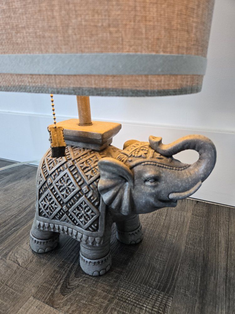 Decorative Elephant Table Lamp with Textured Shade