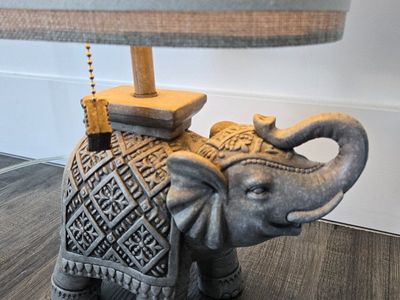 Decorative Elephant Table Lamp with Textured Shade
