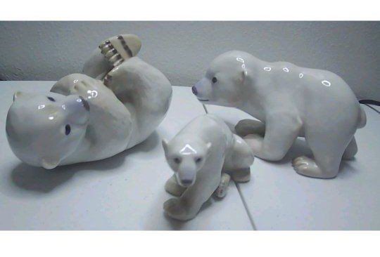 Bing and Grondahl Copenhagen Polar Bear Family Set of 3 Super Rare