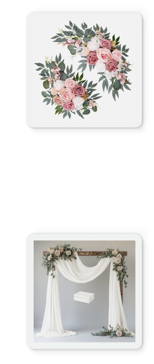 Wedding Arch Decor Flower & Drape Set - Dusty Rose, Cream, Greenery