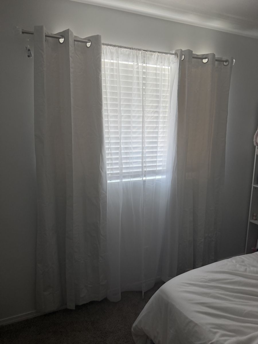 White Grommet Window Curtain Panels with Sheers