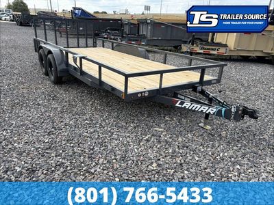 7'x14' Lamar UC Tandem Axle Utility Trailer - 7K GVWR - Dovetail, Ramp Gate, Tube Top Rail