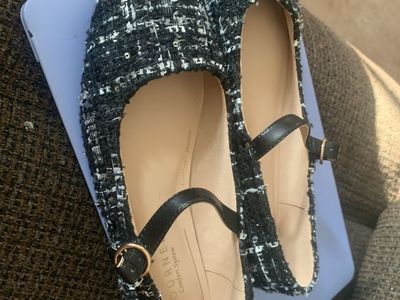 Journee Collection Black & White Tweed Mary Jane Flats