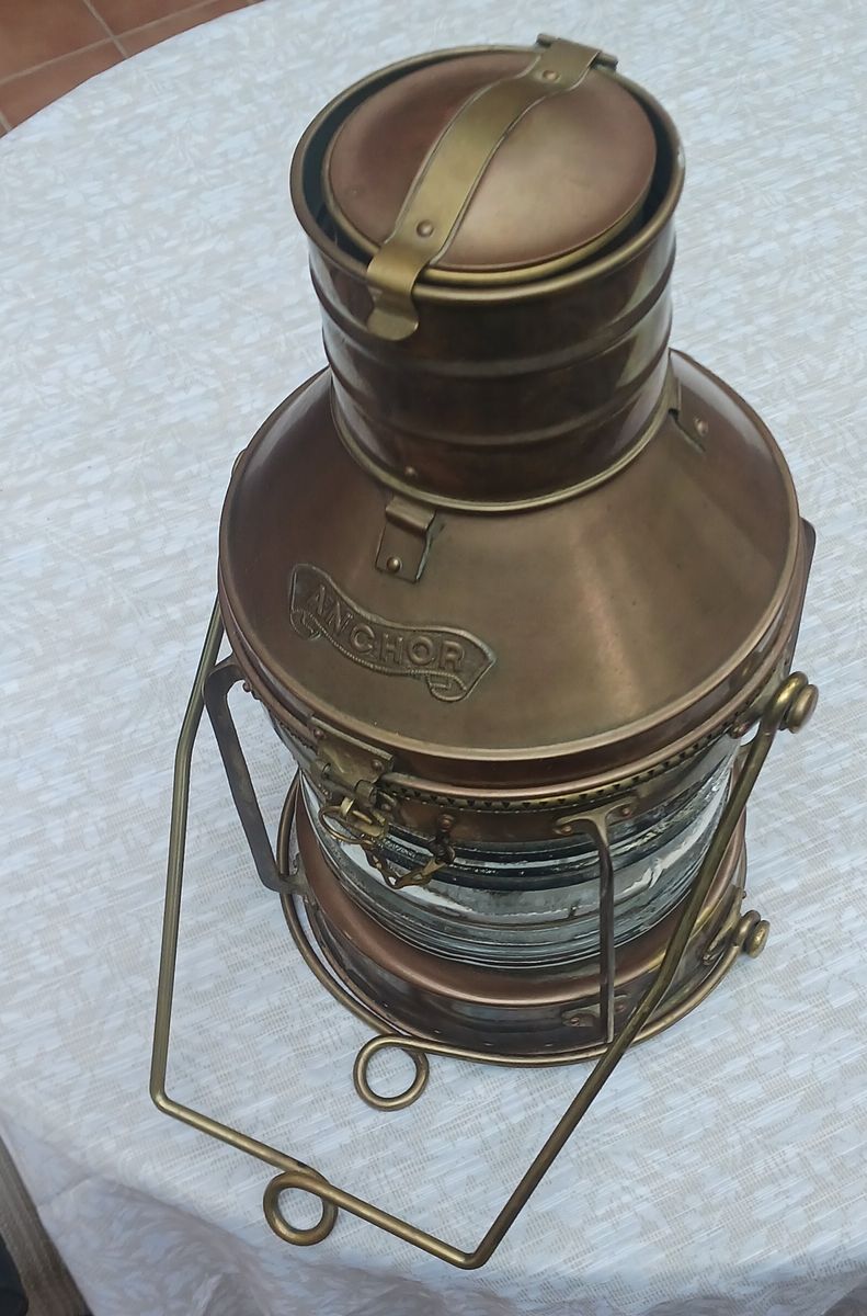 Vintage Anchor Brass Nautical Oil Lantern