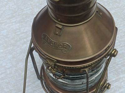 Vintage Anchor Brass Nautical Oil Lantern