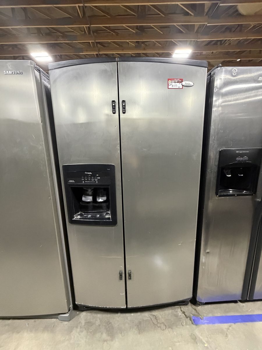 Whirlpool Stainless Steel Side-by-Side Refrigerator with Warranty