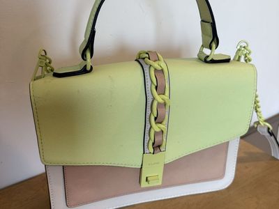 ALDO Colorblock Crossbody Handbag Lime Green Beige White