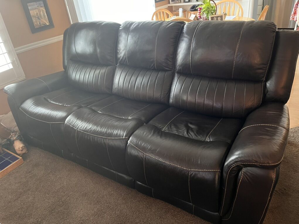 Brown Faux Leather Recliner Couch