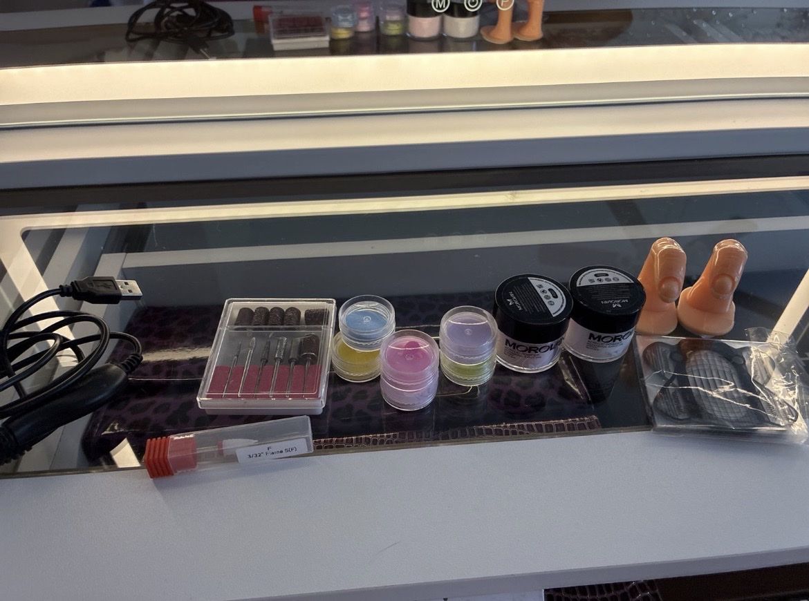 Nail Art Kit with Drills, Acrylic Powders, and Practice Fingers for Manicures/Pedicures