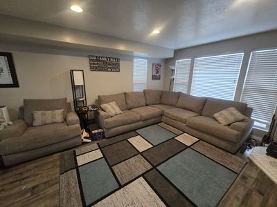 Large sectional couch and accompanying chair