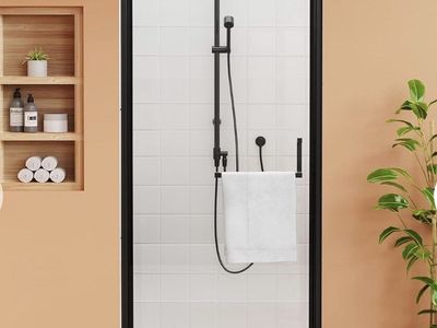 Pivot Frameless Shower Door 34-35" W x 72" H -Black- New in box