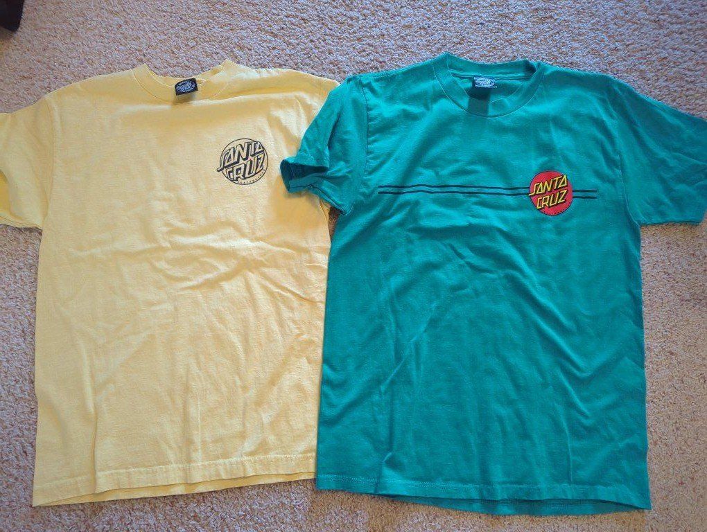 Santa Cruz Skateboards T-Shirts - Set of 2 (Green & Yellow) - Men's Size M