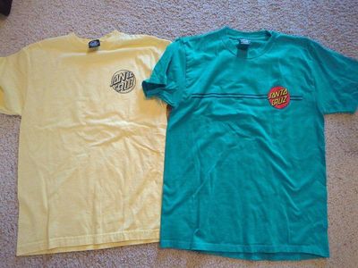 Santa Cruz Skateboards T-Shirts - Set of 2 (Green & Yellow) - Men's Size M