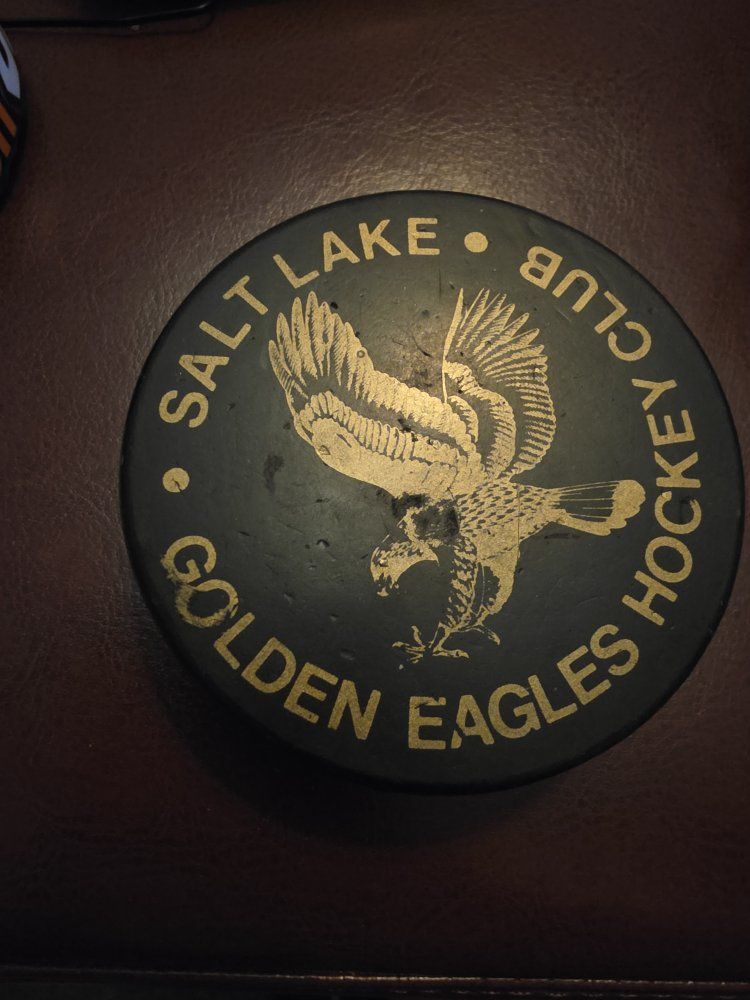 Vintage Salt Lake Golden Eagles Hockey Paw Computers Puck - 1990s AHL Collectible