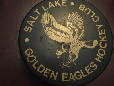 Vintage Salt Lake Golden Eagles Hockey Paw Computers Puck - 1990s AHL Collectible