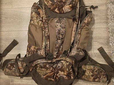 Rustic Ridge Camo Hunting Backpack - Multi-Pocket Gear Backpack thick padded shoulder straps and waist strap.