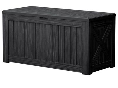 Outdoor Storage Box - Dark Gray Deck Box, Weather-Resistant, Patio Furniture 80 gallon brand new in the box