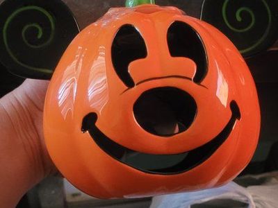 Disney Parks Mickey Mouse Halloween Pumpkin Votive Candle Holder