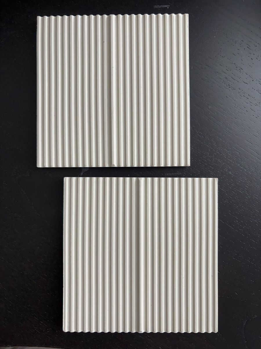 Decoratori Bassanesi Italia 1980 Ribbed Ceramic Tiles Made in Italy