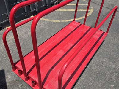 Heavy duty red metal sheet material cart with cover