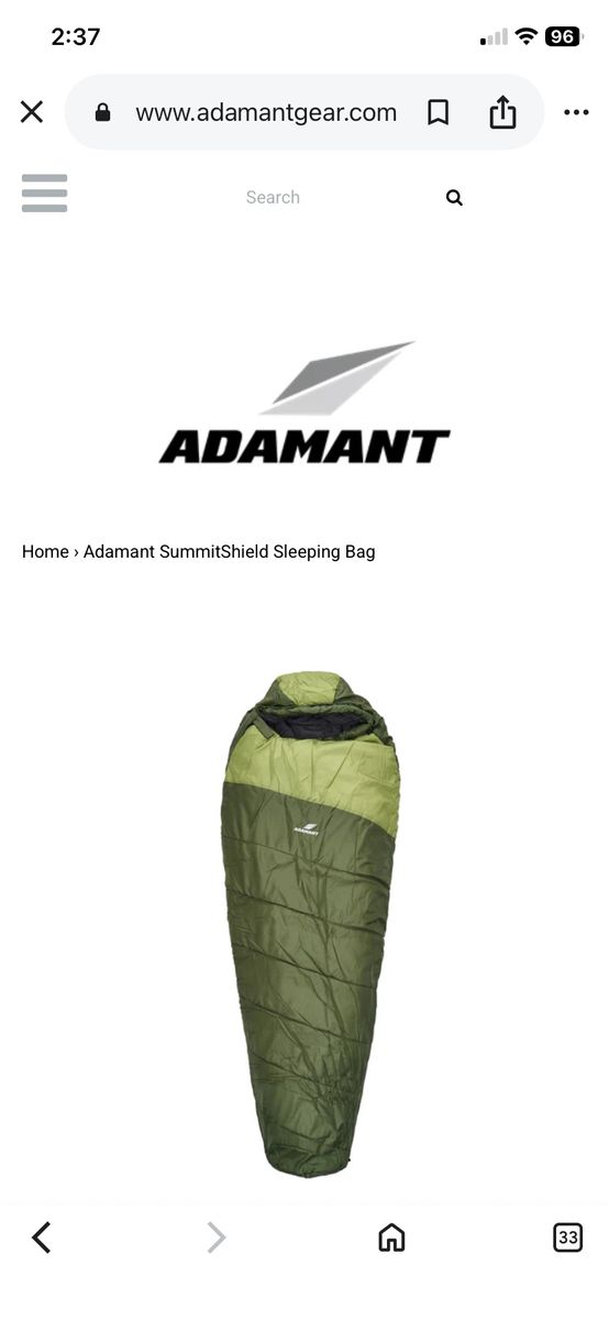 ADAMANT SUMMIT SHIELD SLEEPING BAG*NEW* camping