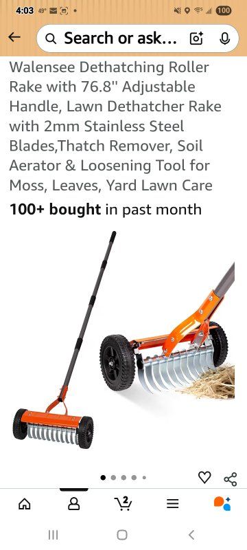 New in Box! 76.8in Dethatching Roller Rake