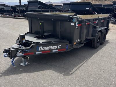 7x14 Diamond C LPT 207 Dump Trailer - 32" Sides - 15.5K GVWR - 14 Ply Tires, Board Brackets, Long Arm Tarp, Solar Panel