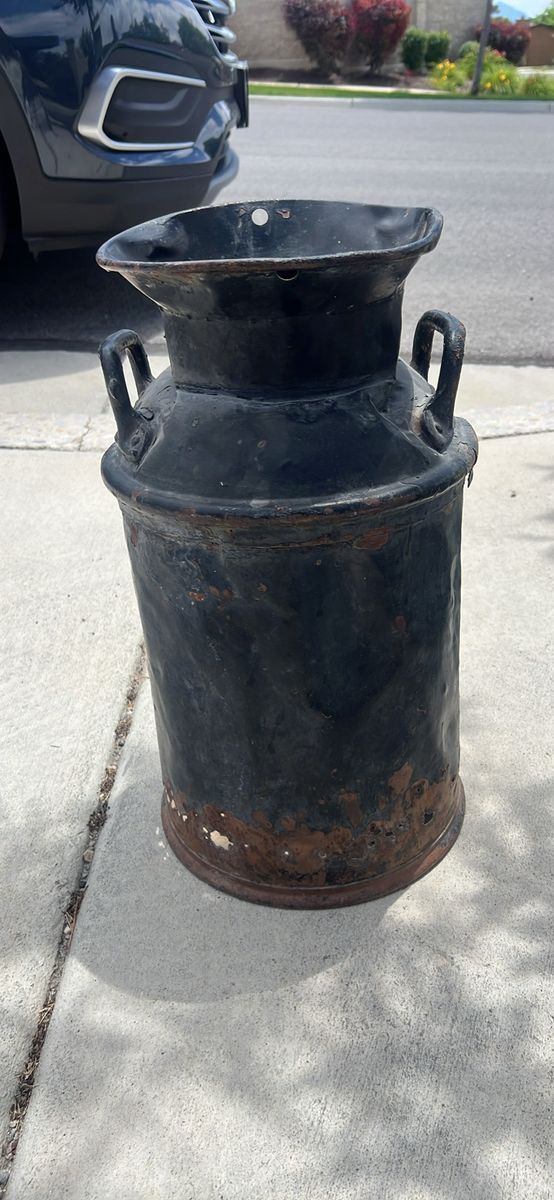 Vintage Metal Milk Can Rustic Farmhouse Decor Storage Container Harris Bros Co