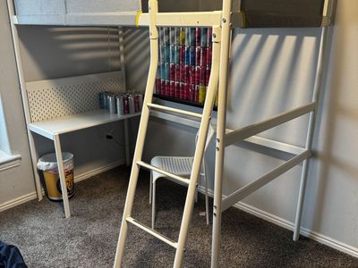 IKEA VITVAL twin loft bed + attached desk, good condition.