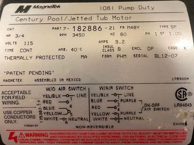 3/4 HP pump duty motor