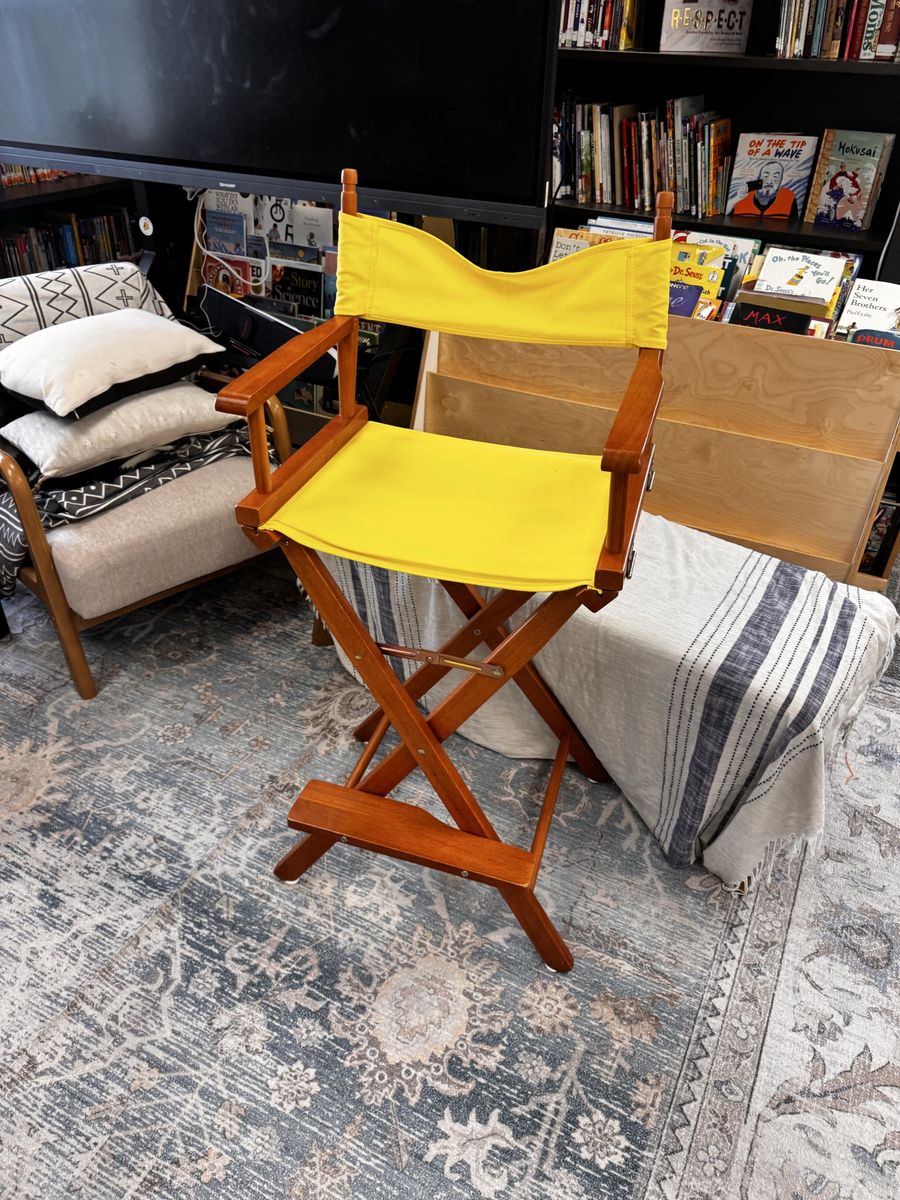 Wooden Tall Director's Chair with Yellow Canvas Seat