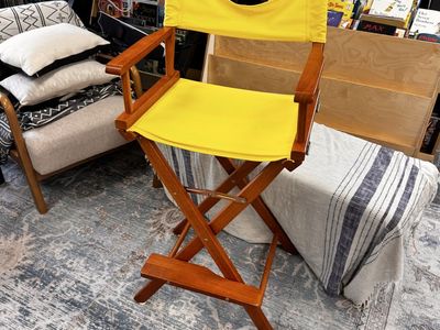 Wooden Tall Director's Chair with Yellow Canvas Seat