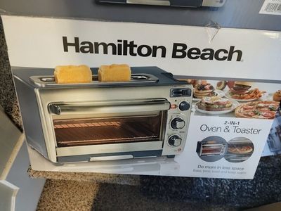 BRAND NEW! Hamilton Beach 2-in-1 Countertop Toaster and Oven, 2-Slot Toaster, loaded!