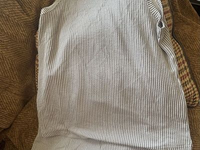 Adult Small Striped Sleeveless Ribbed Knit Top & Shorts Set - Gray & White Lounge Wear